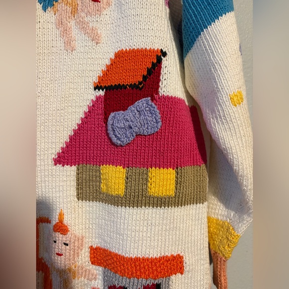 90's Vintage Berek Marta D Hand Knit Baby Stork Sweater - Picture 6 of 7